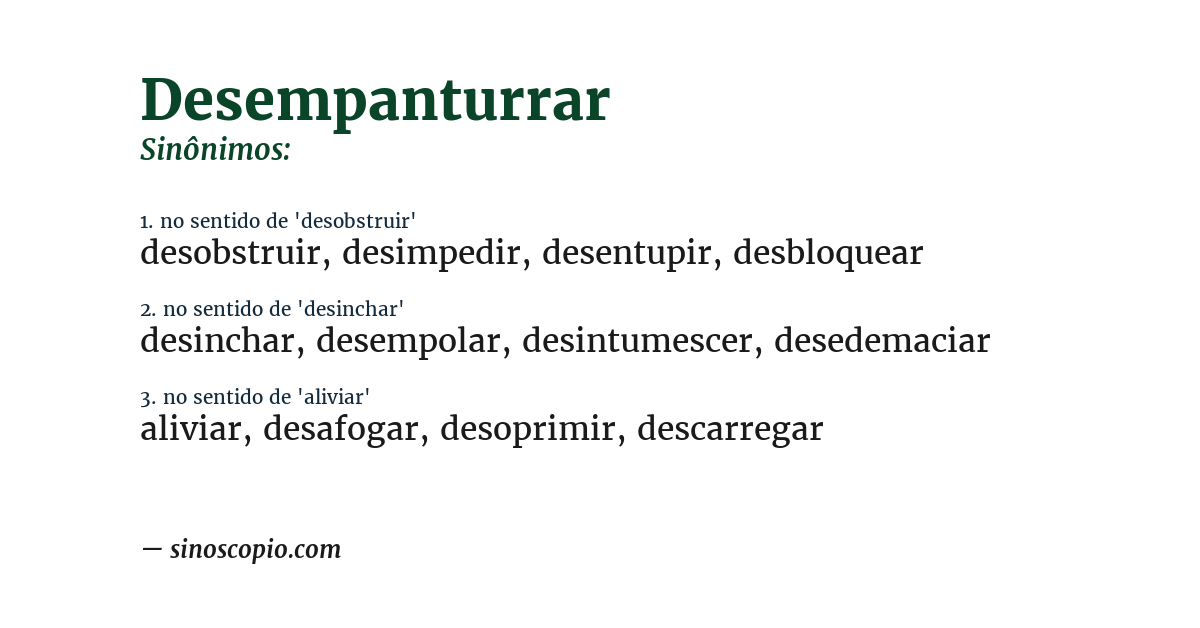 Sinônimo de desempanturrar