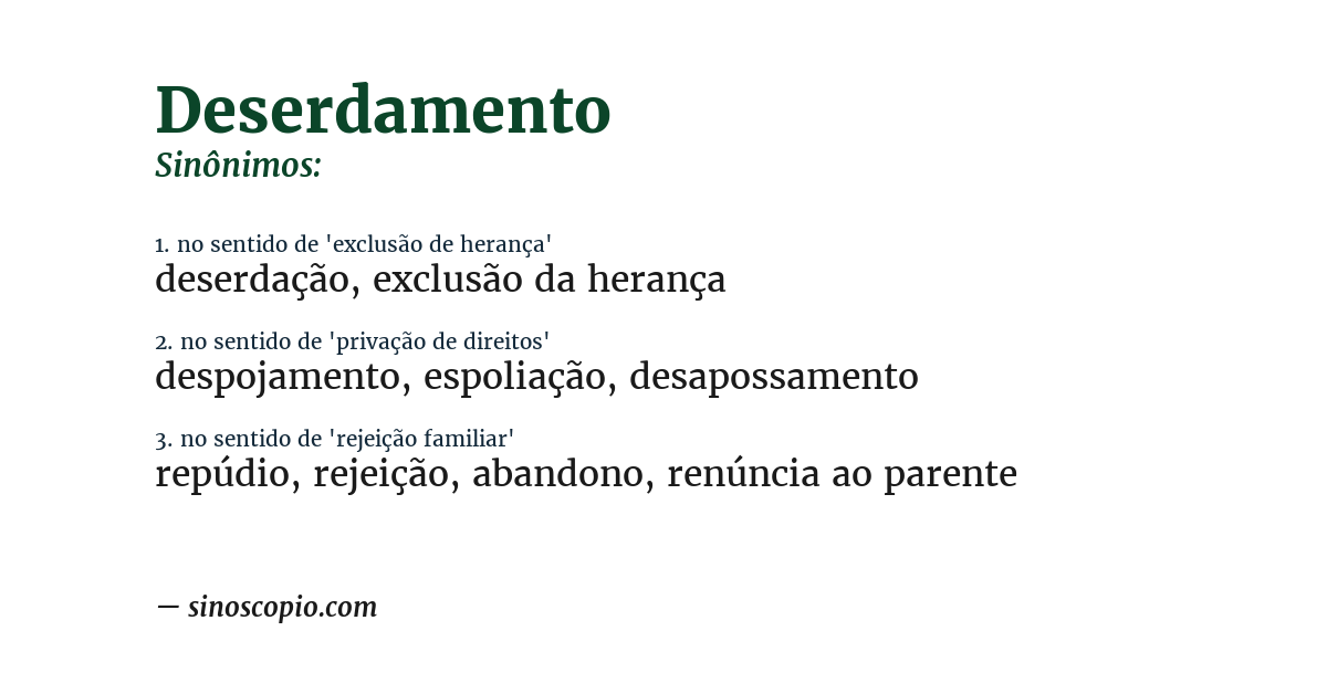 Sinônimo de deserdamento