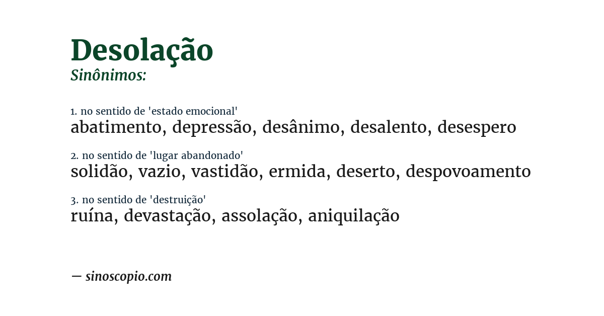 Sinônimo de desolação