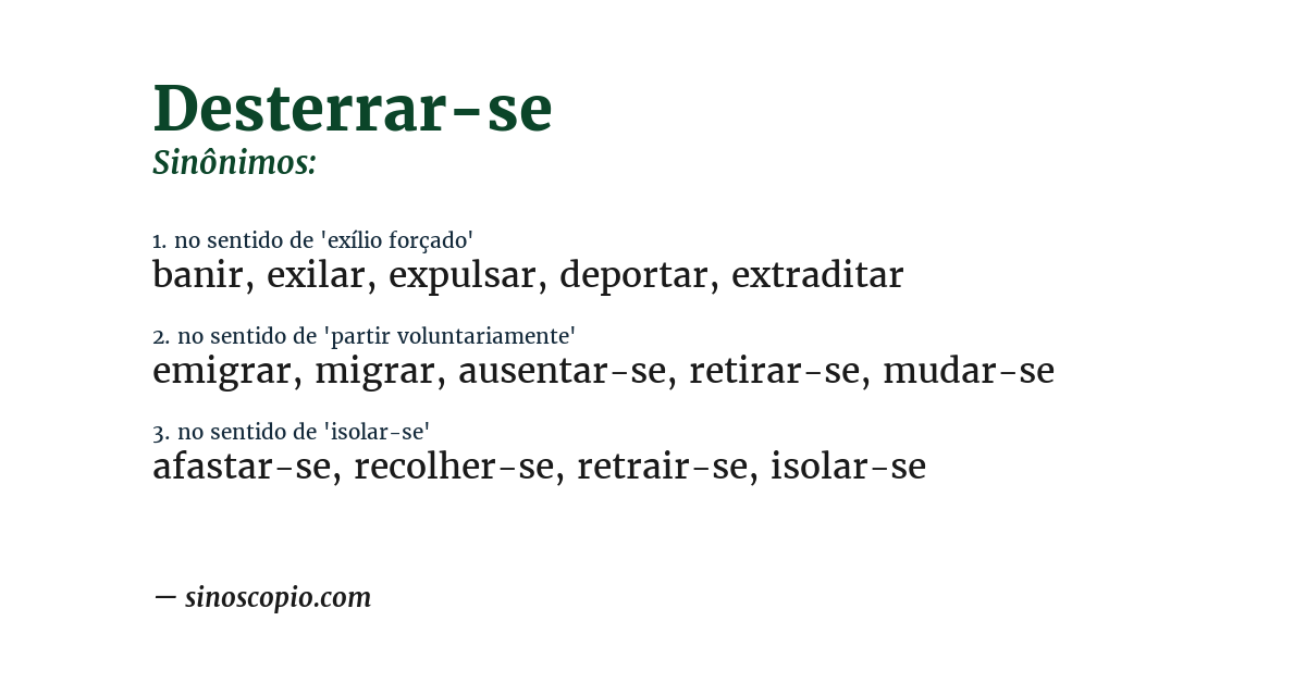 Sinônimo de desterrar-se