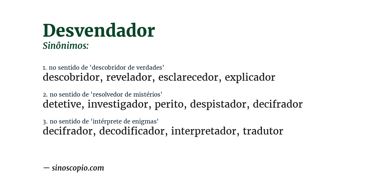 Sinônimo de desvendador