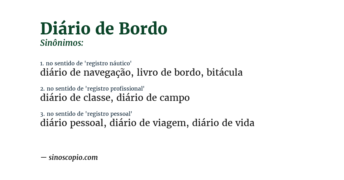 Sinônimo de diário de bordo
