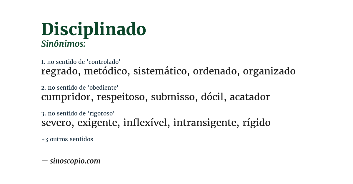 Sinônimo de disciplinado