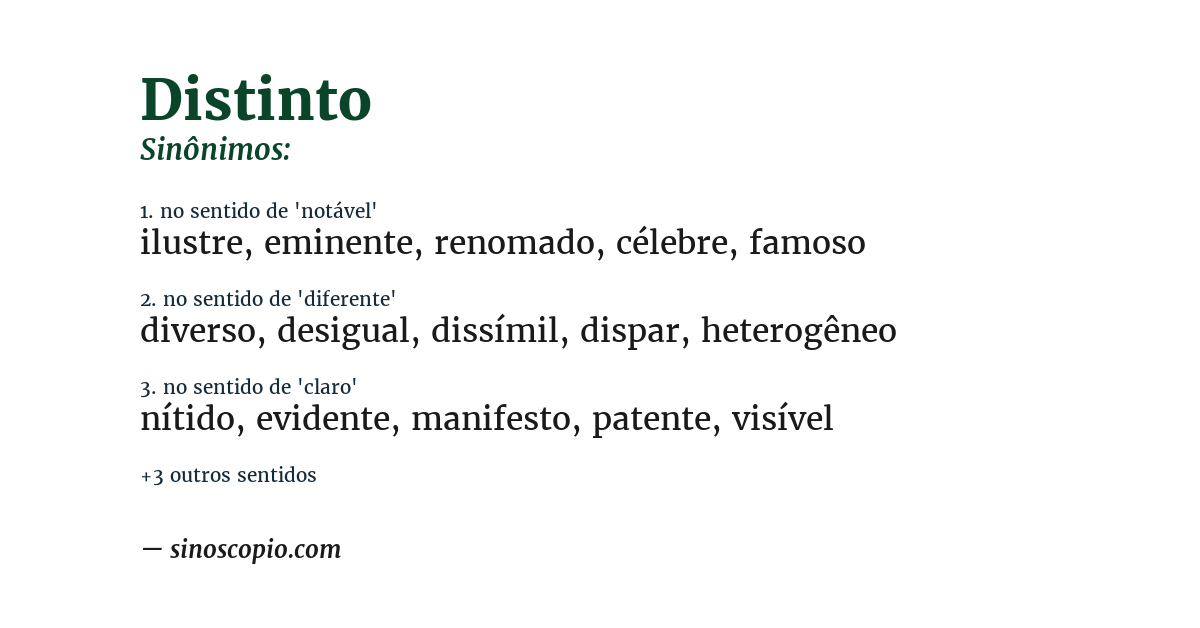 Sinônimo de distinto