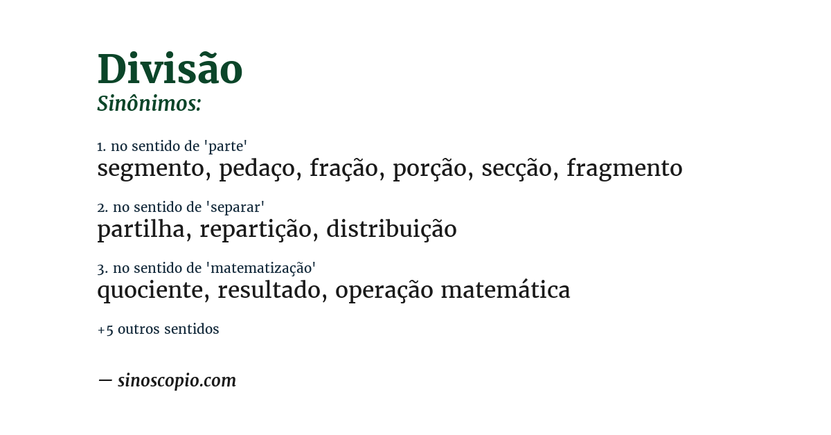 Sinônimo de divisão