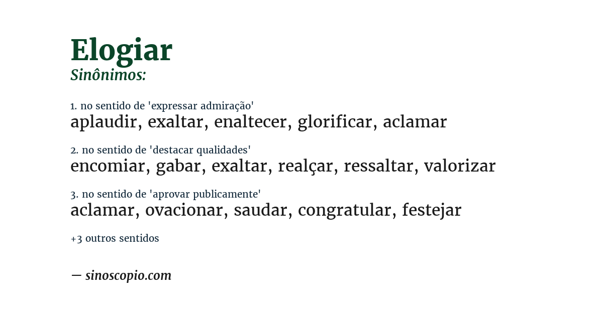 Sinônimo de elogiar