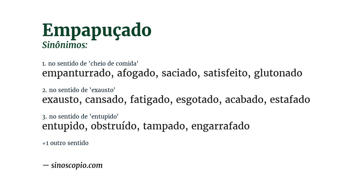 Sinônimo de empapuçado