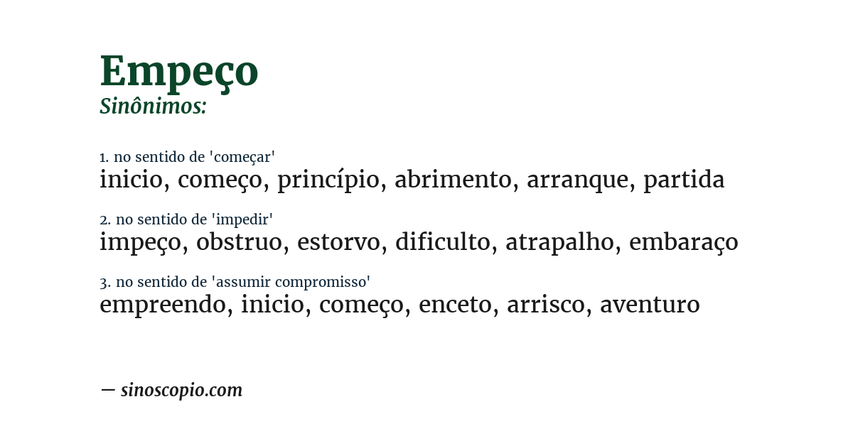 Sinônimo de empeço