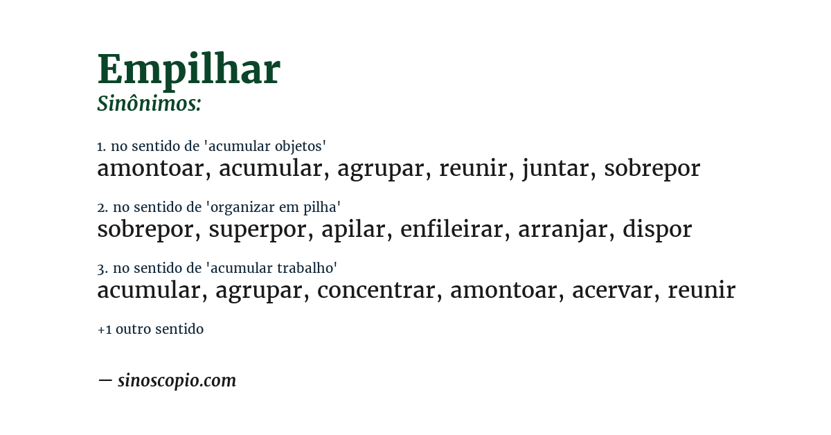 Sinônimo de empilhar