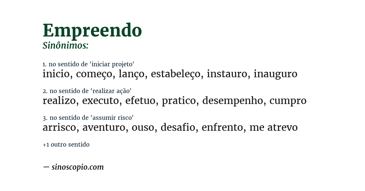 Sinônimo de empreendo
