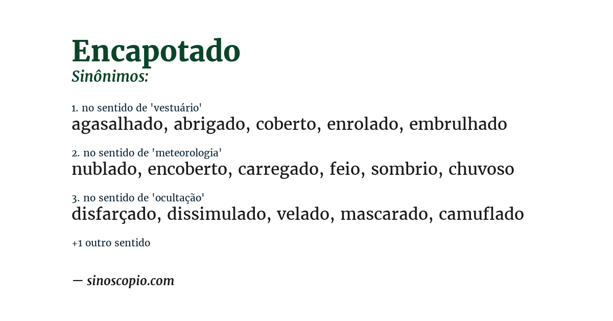 Sinônimo de encapotado
