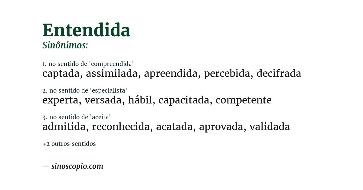 Sinônimo de entendida