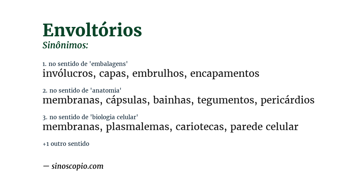 Sinônimo de envoltórios