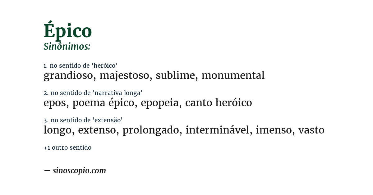 Sinônimo de épico