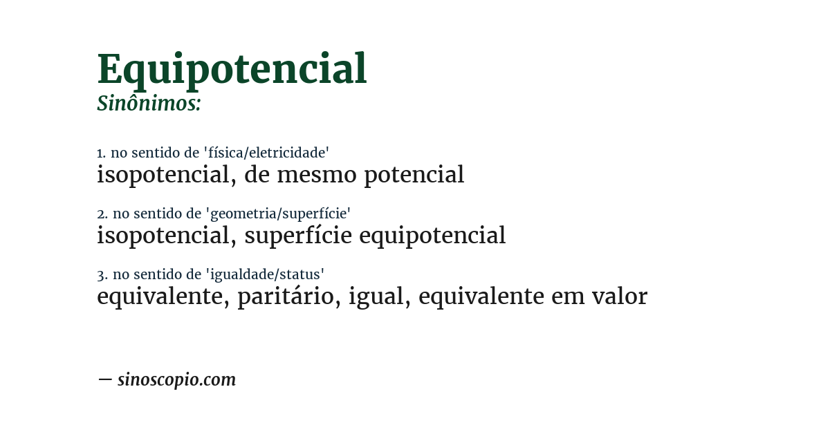 Sinônimo de equipotencial