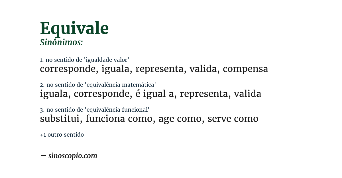 Sinônimo de equivale