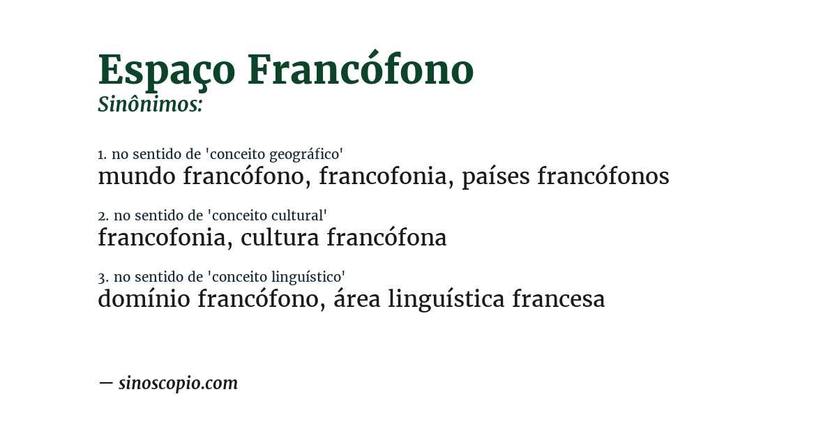 Sinônimo de espaço francófono