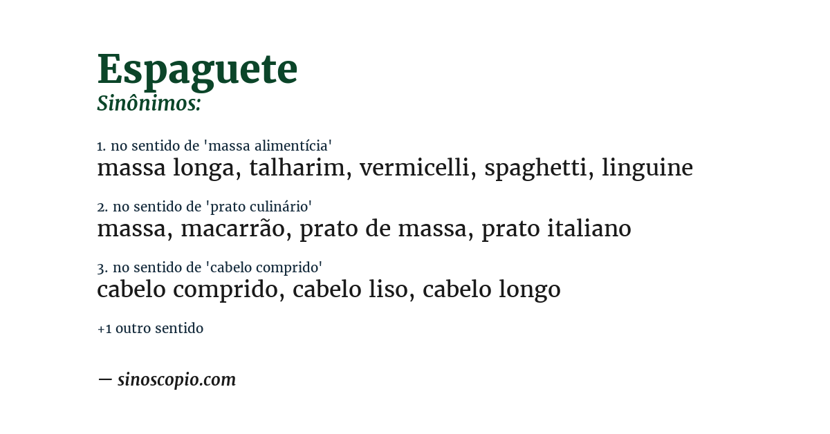 Sinônimo de espaguete