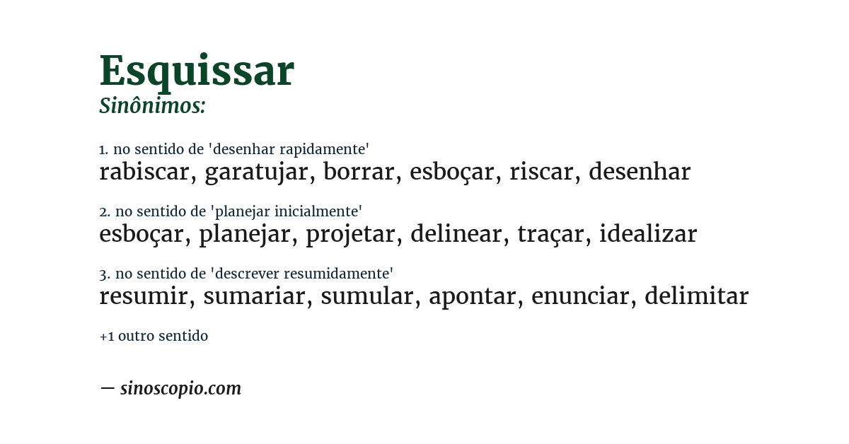 Sinônimo de esquissar