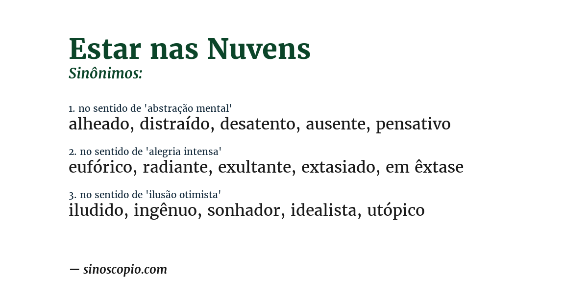 Sinônimo de estar nas nuvens
