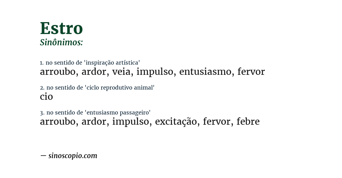 Sinônimo de estro