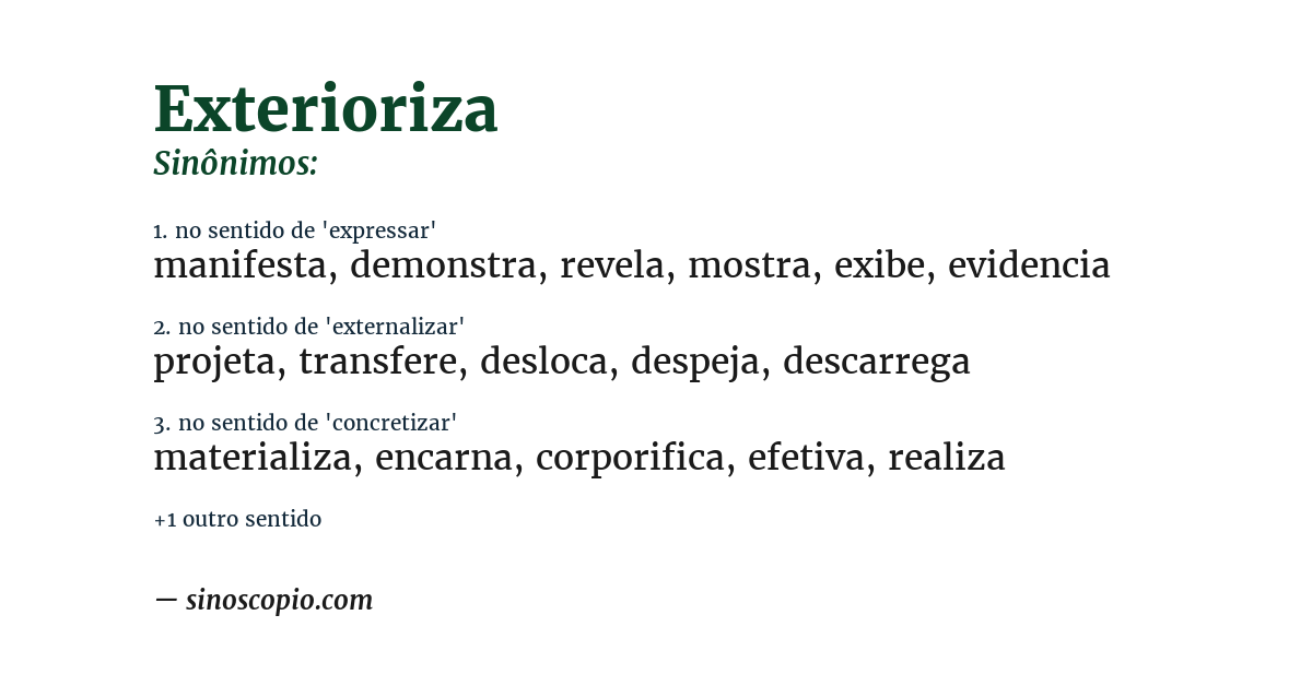 Sinônimo de exterioriza