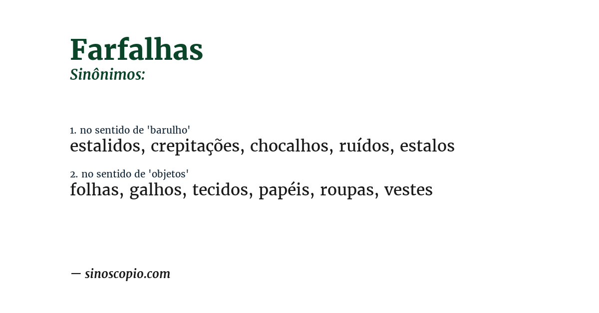 Sinônimo de farfalhas