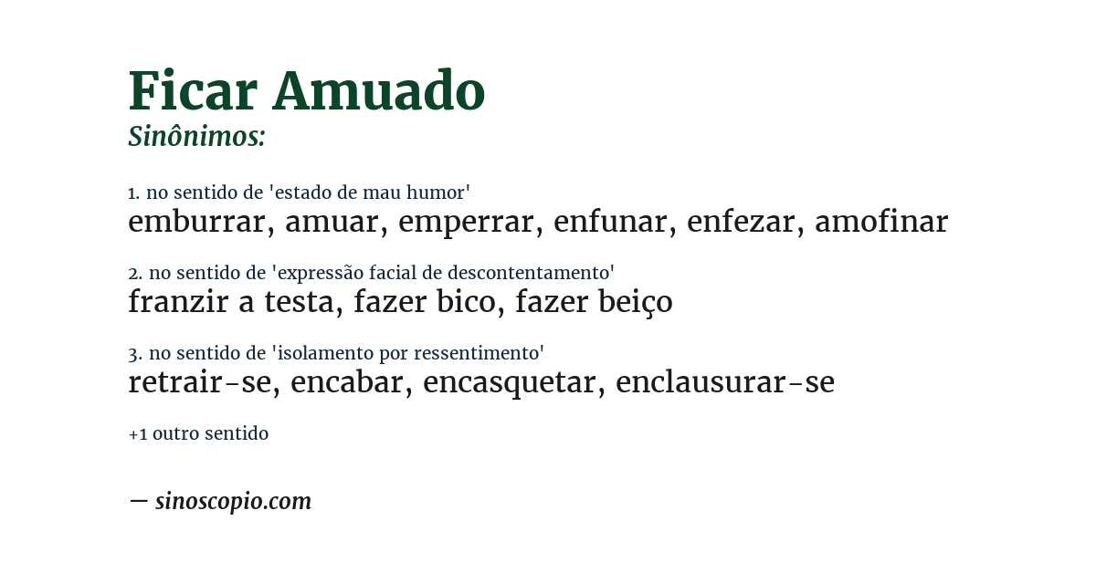 Sinônimo de ficar amuado