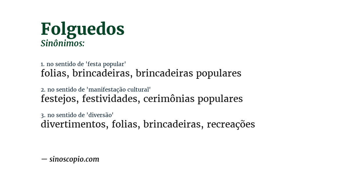 Sinônimo de folguedos