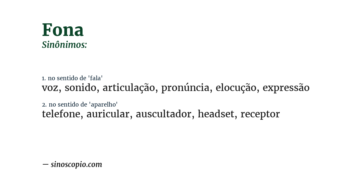 Sinônimo de fona