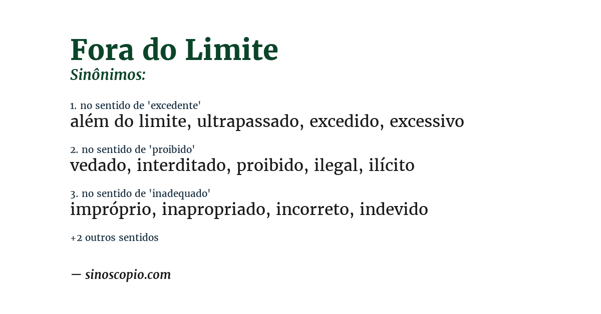 Sinônimo de fora do limite