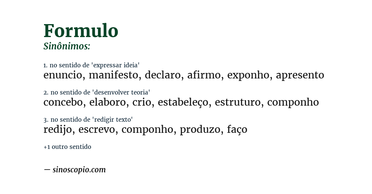 Sinônimo de formulo