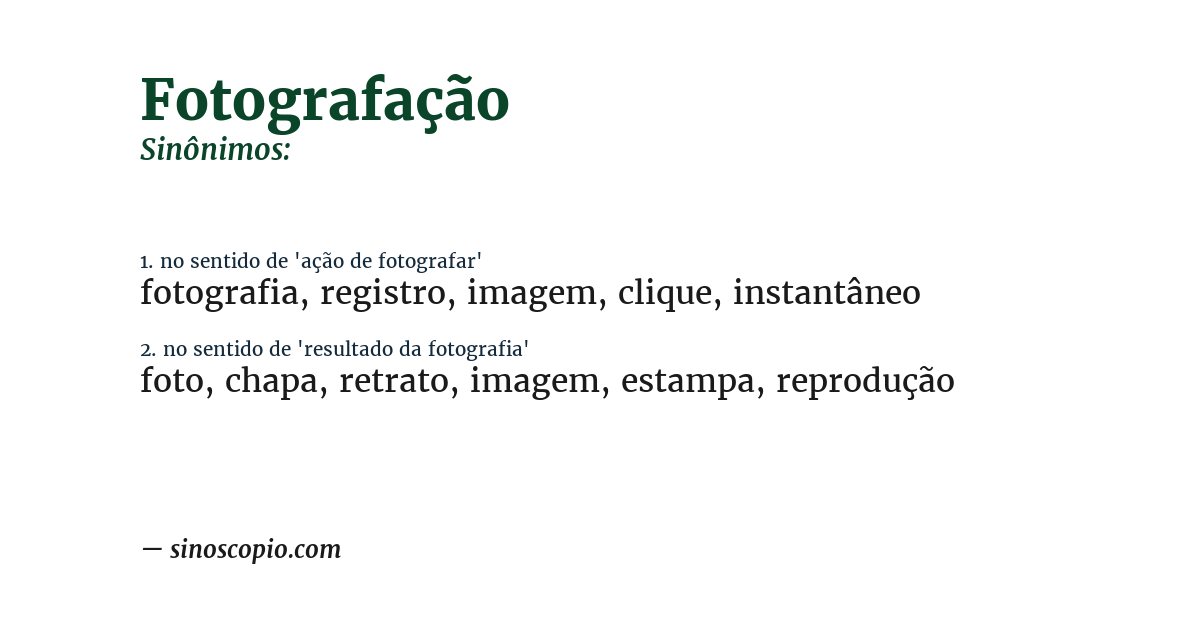 Sinônimo de fotografação