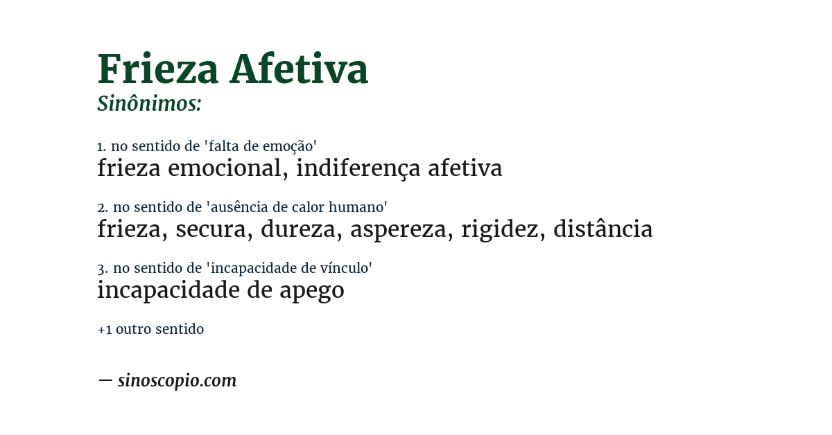 Sinônimo de frieza afetiva