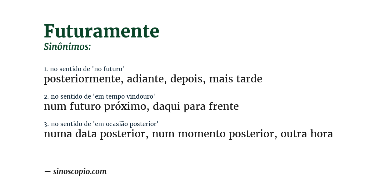 Sinônimo de futuramente