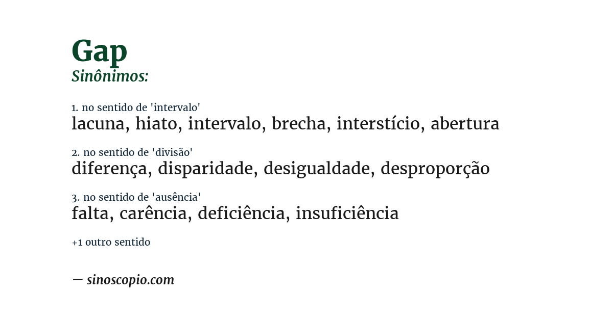 Sinônimo de gap