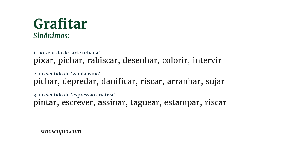 Sinônimo de grafitar