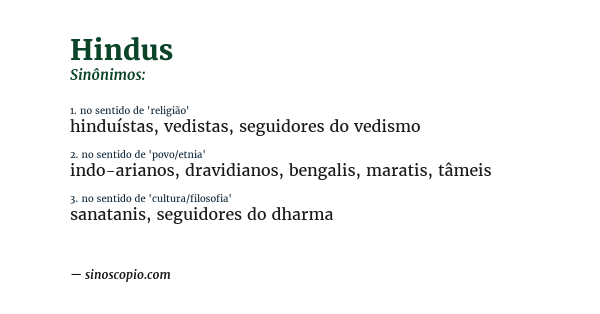 Sinônimo de hindus