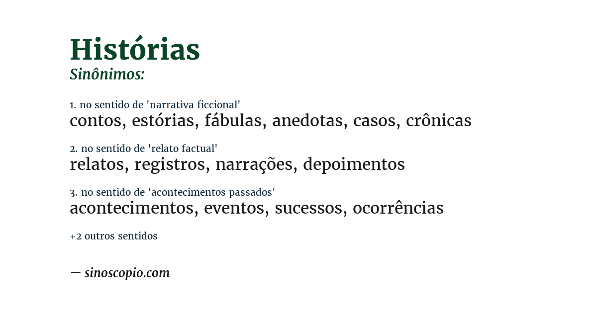 Sinônimo de histórias