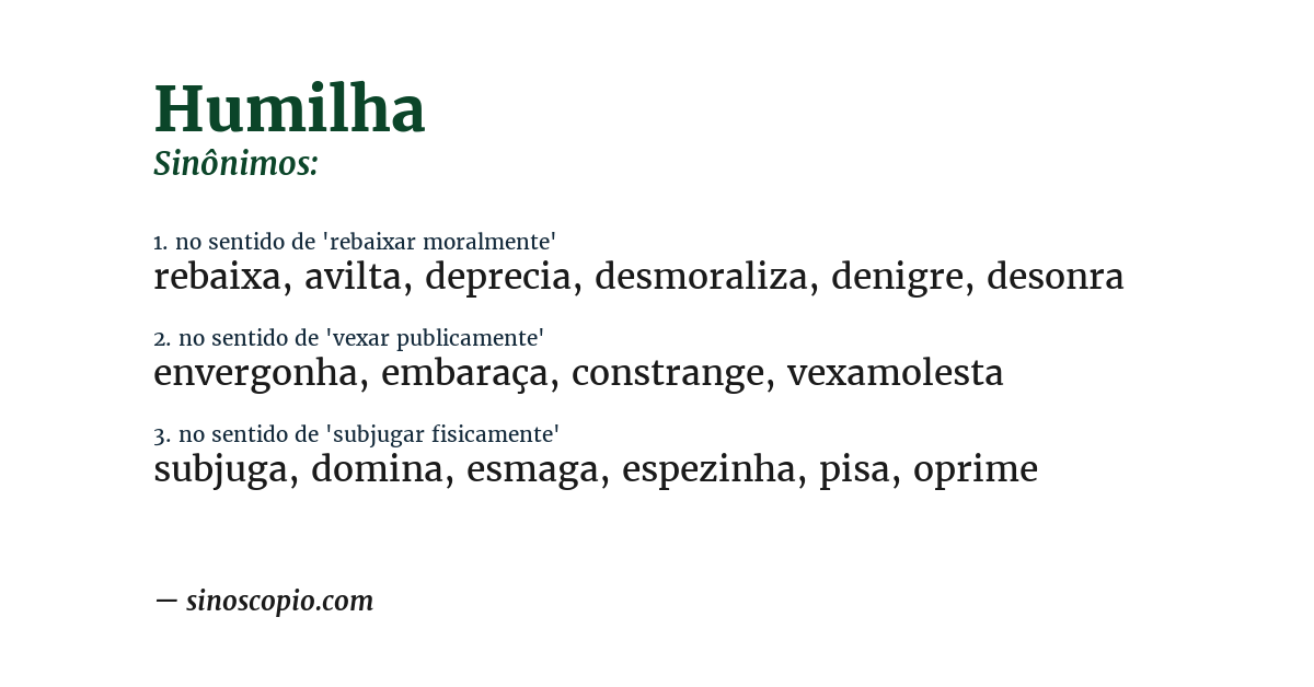 Sinônimo de humilha