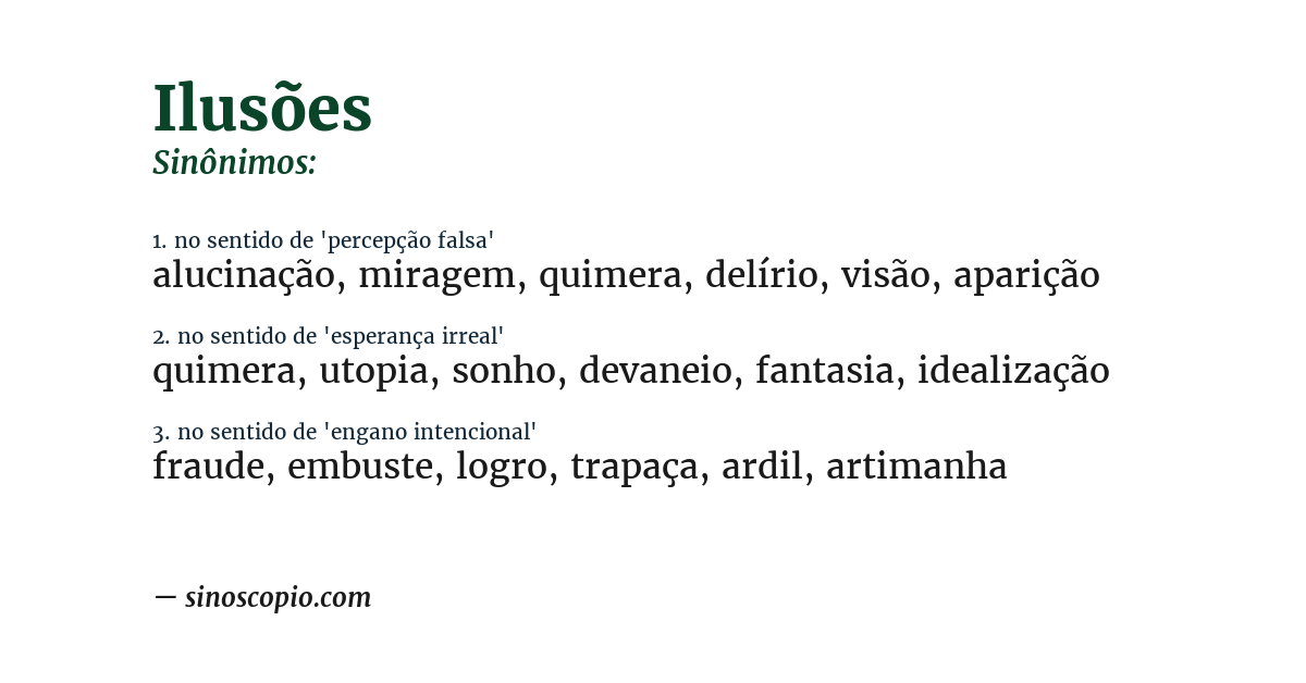 Sinônimo de ilusões