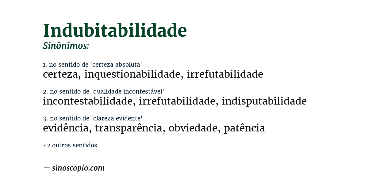 Sinônimo de indubitabilidade