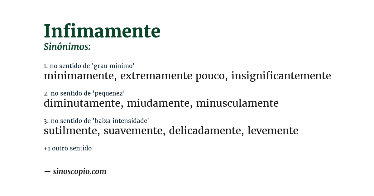 Sinônimo de infimamente