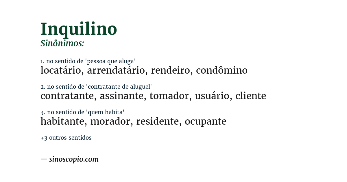 Sinônimo de inquilino