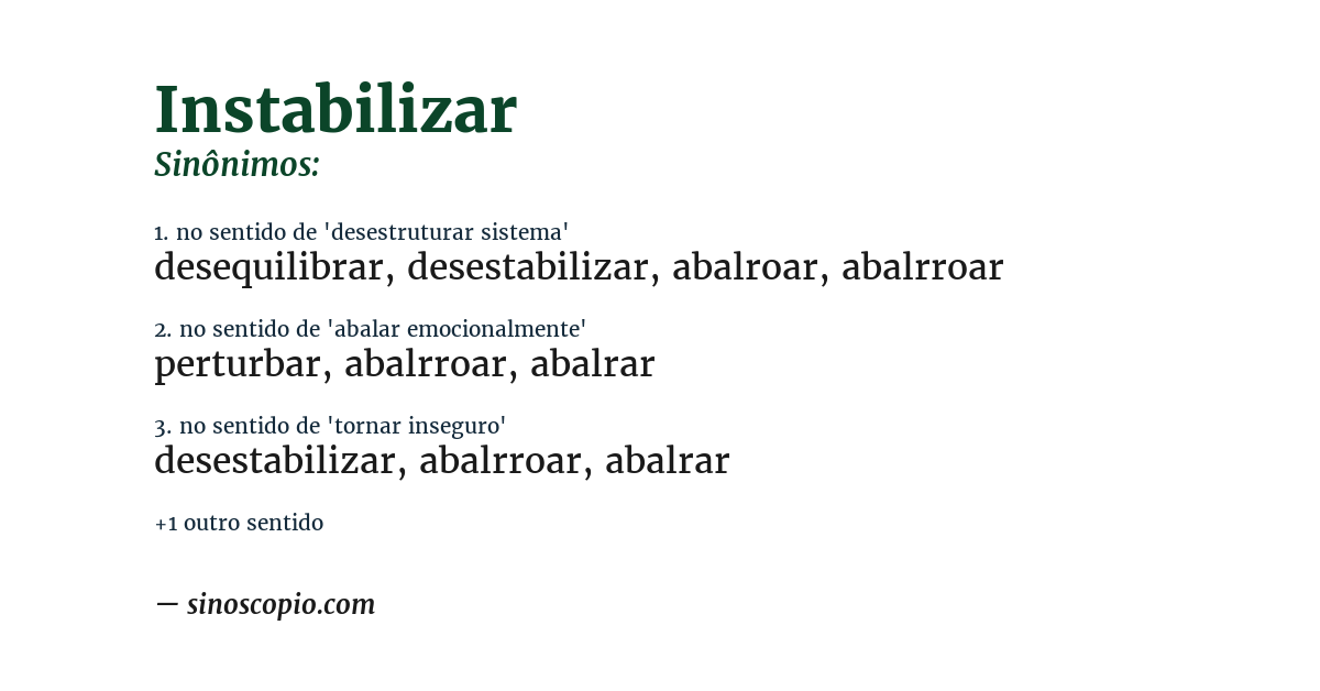 Sinônimo de instabilizar