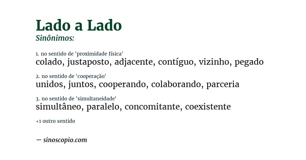 Sinônimo de lado a lado
