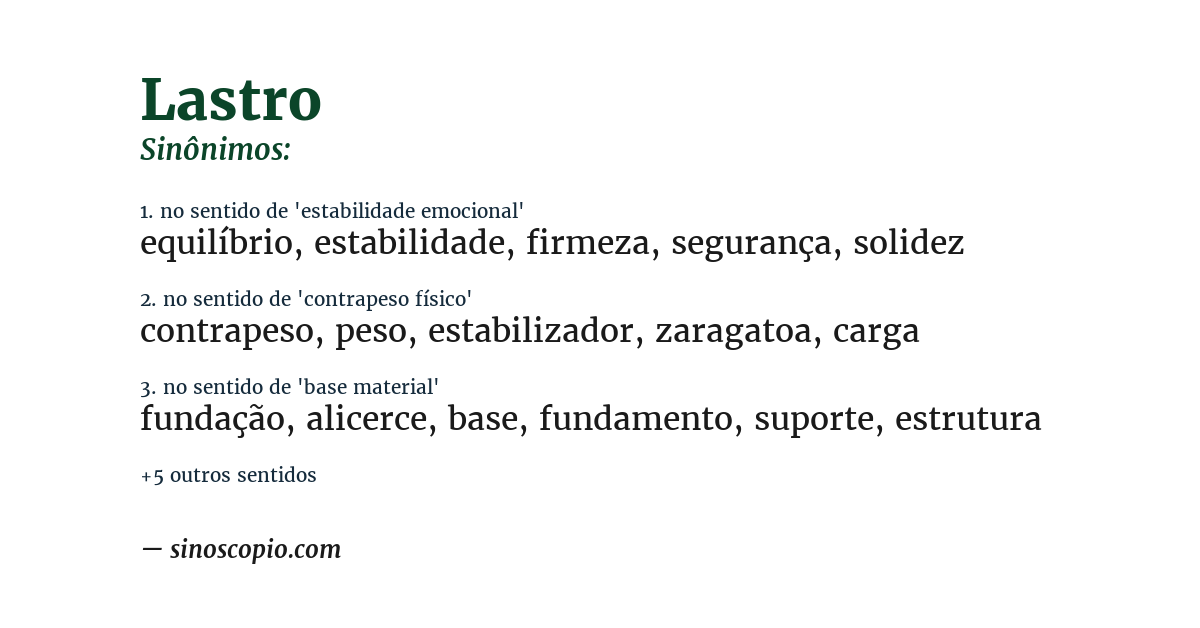 Sinônimo de lastro