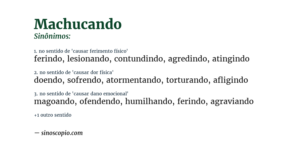 Sinônimo de machucando