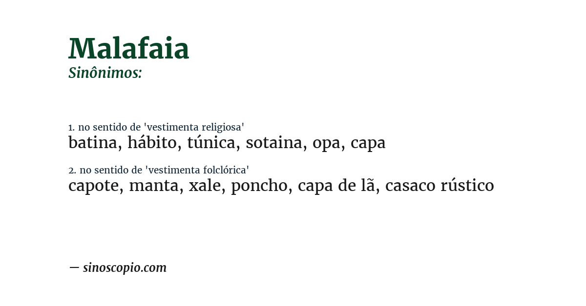 Sinônimo de malafaia
