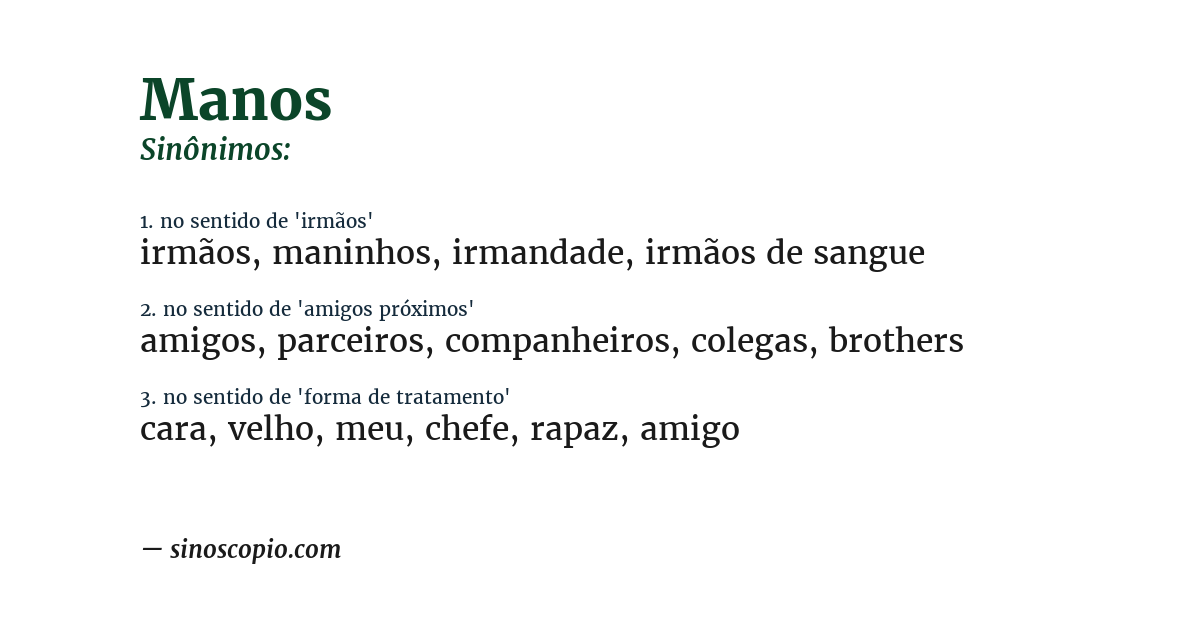 Sinônimo de manos
